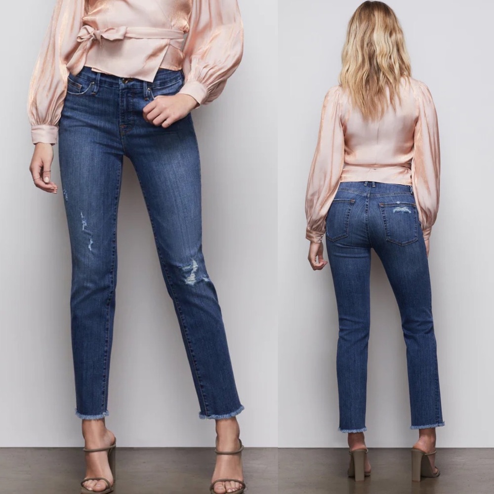 Good American Good Straight Leg Jeans in Blue407